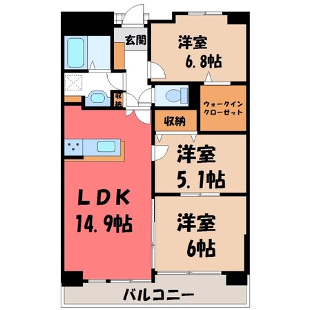 峰駅 徒歩3分 7階の物件間取画像